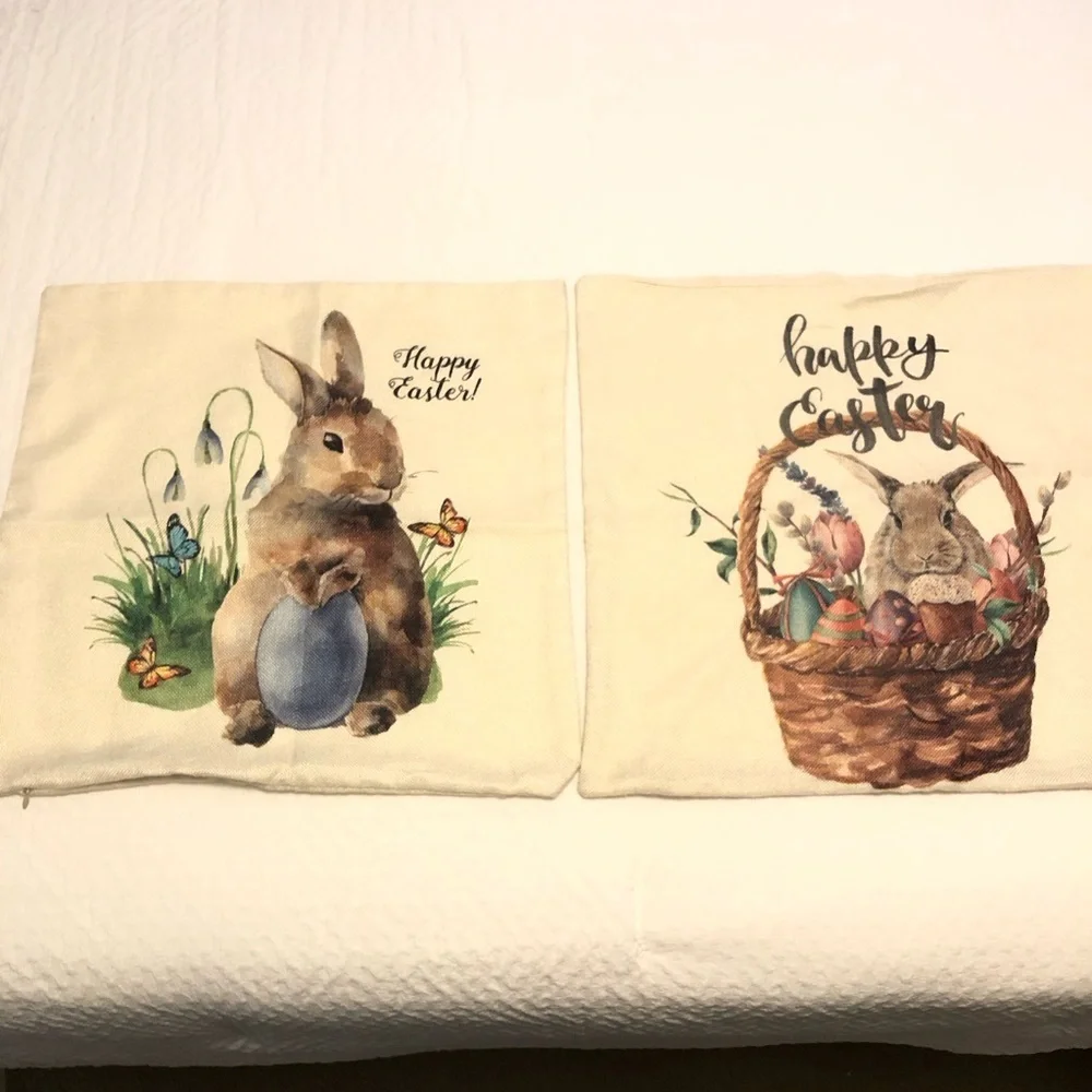 Easter Bunny Pillow Covers Set of 2 Size 17 1/2